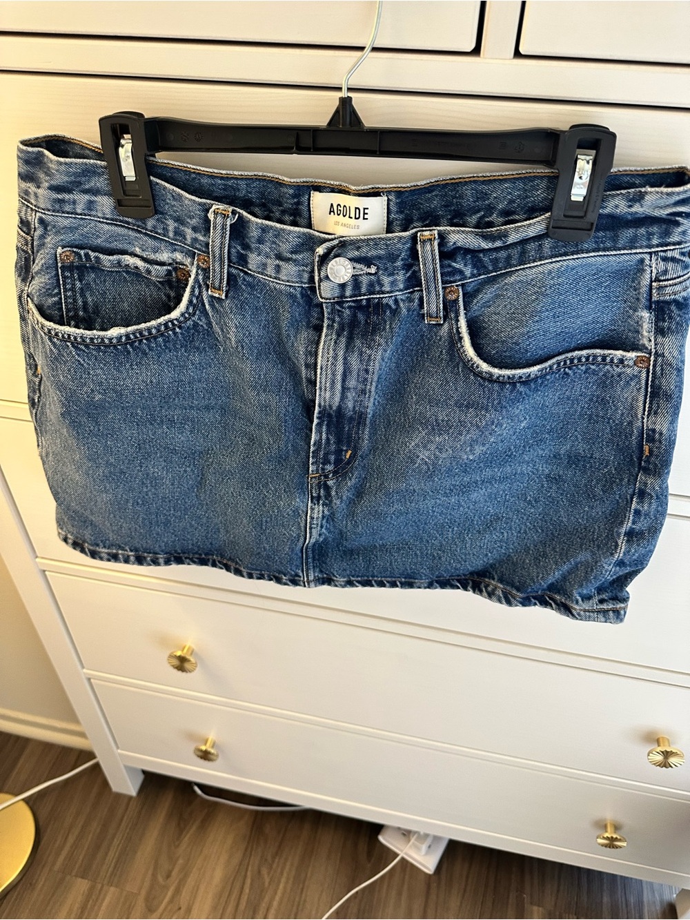 Agolde Blue Denim Mini Skirt